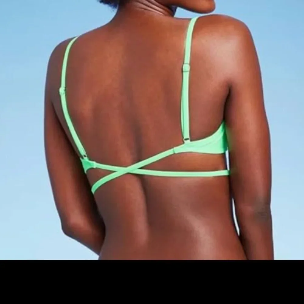 Wild Fable Women's Beaded Wrap Bralette Bikini Top Mint Green - Picture 3 of 3